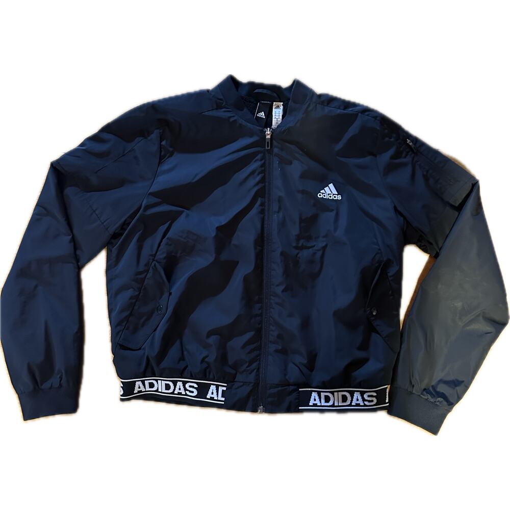 Adidas Women's Bomber Jacket Black‎ Size L Full Zip Long Sleeve